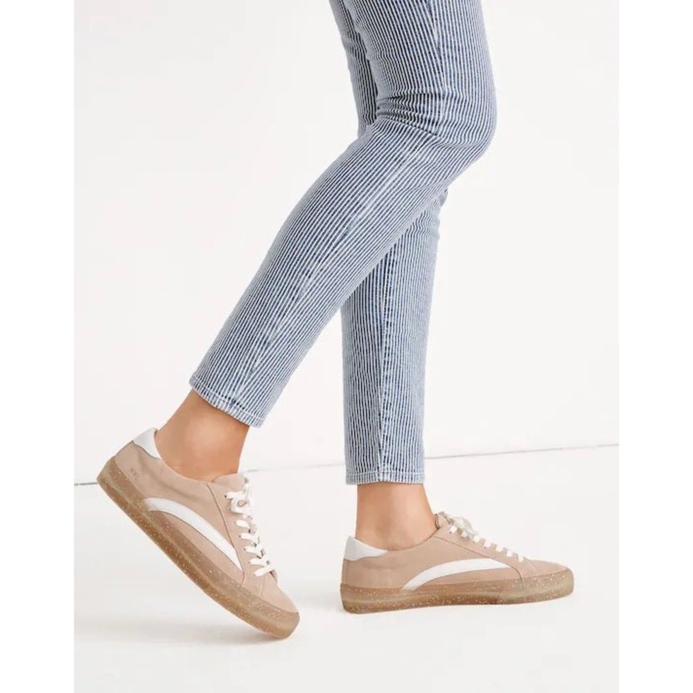 Madewell Sidewalk Low Top Sneakers Pink Suede Glitter Sole Sz 7